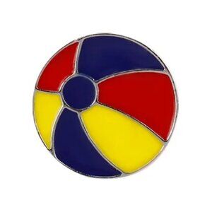 Colorful Beach Ball Enamel Pin – Red Blue Yellow Round Pin